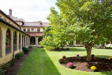 The interior of the East Cloister has beautiful Magnolia trees.