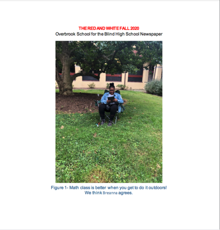 Female student sits in chair under a tree on campus.