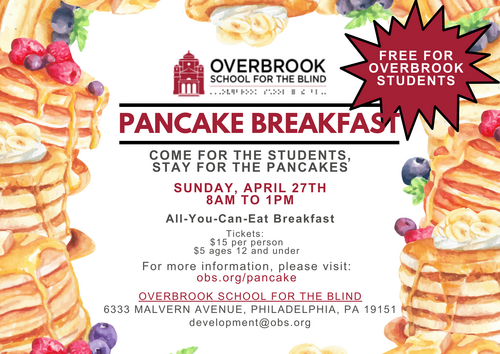 The 2025 Pancake Breakfast will be held on Saturday, April 27, from 8am to 1pm. 